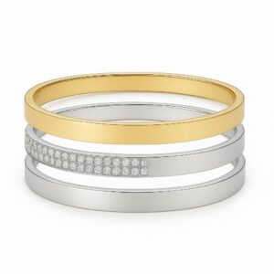 Luxury bracelets collection in gold, platinum with diamonds, and silver