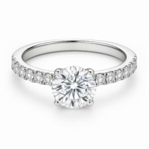 Diamond ring luxury jewelry crafted in platinum with brilliant cut stone