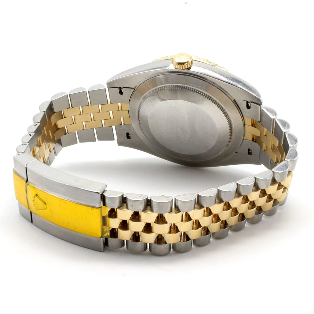 Rolex Two Tone Yellow Gold Datejust 41mm Black Dial with Custom Diamond ...